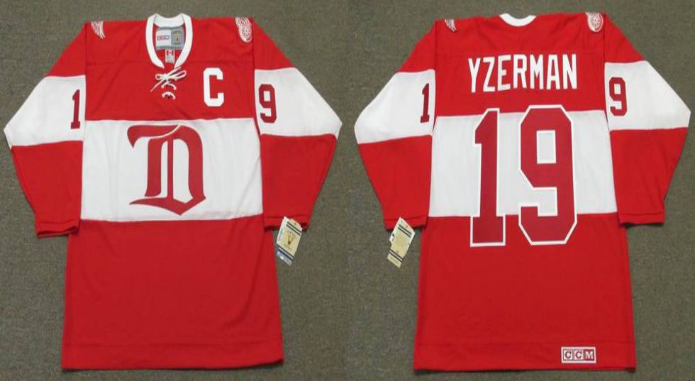 2019 Men Detroit Red Wings 19 Yzerman Red CCM NHL jerseys